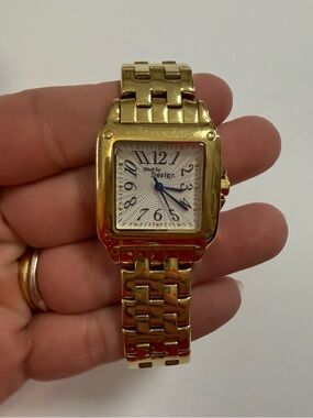 Gold Tone Square Face Bracelet women’s vintage Watch - Steel by Design